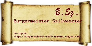 Burgermeister Szilveszter névjegykártya